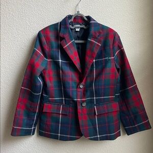 Janie and Jack Red blue off green Plaid Blazer Jacket Coat for Kids Sz 4